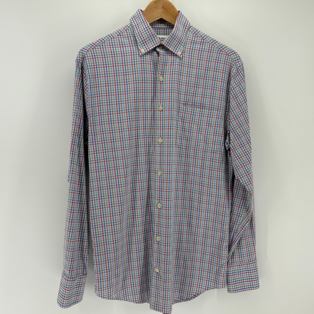 Peter Millar Summer Comfort Dress Shirt Mens S Plaid Check Stretch Performance